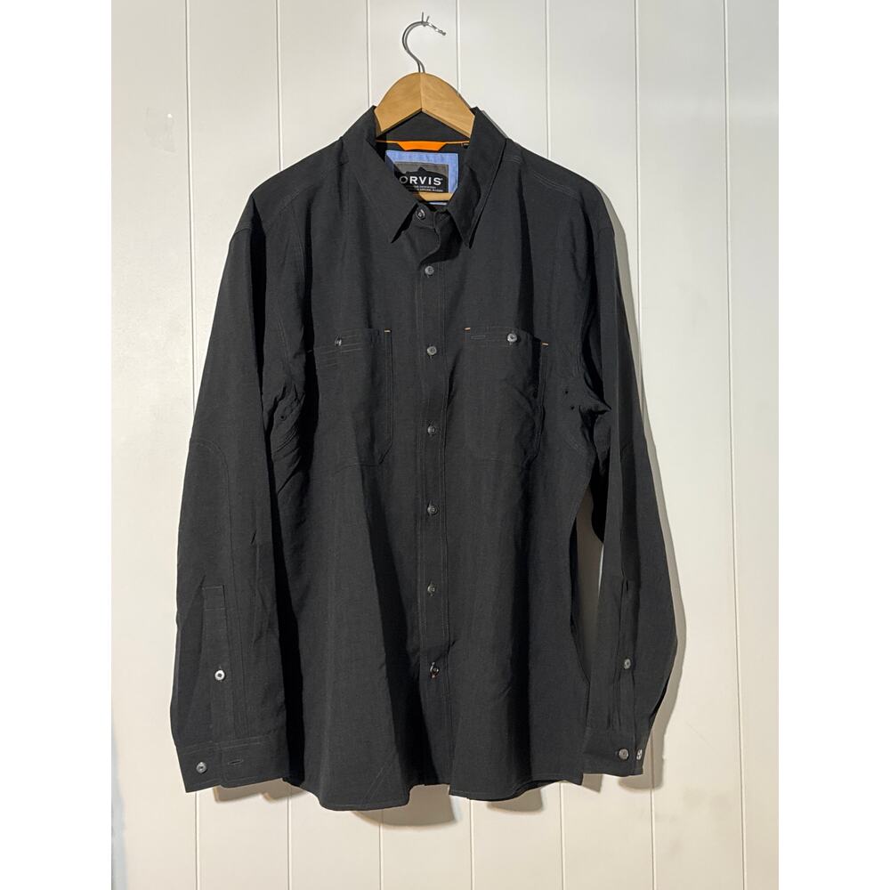 Orvis Stratford Active Fit Button Front Shirt Long Sleeve Men’s XL Gray